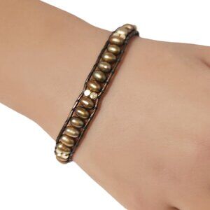 Boho Freshwater Pearl Leather Bracelet